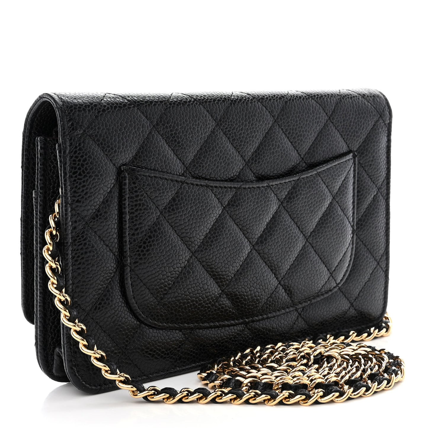 Caviar Quilted Wallet on Chain WOC Black