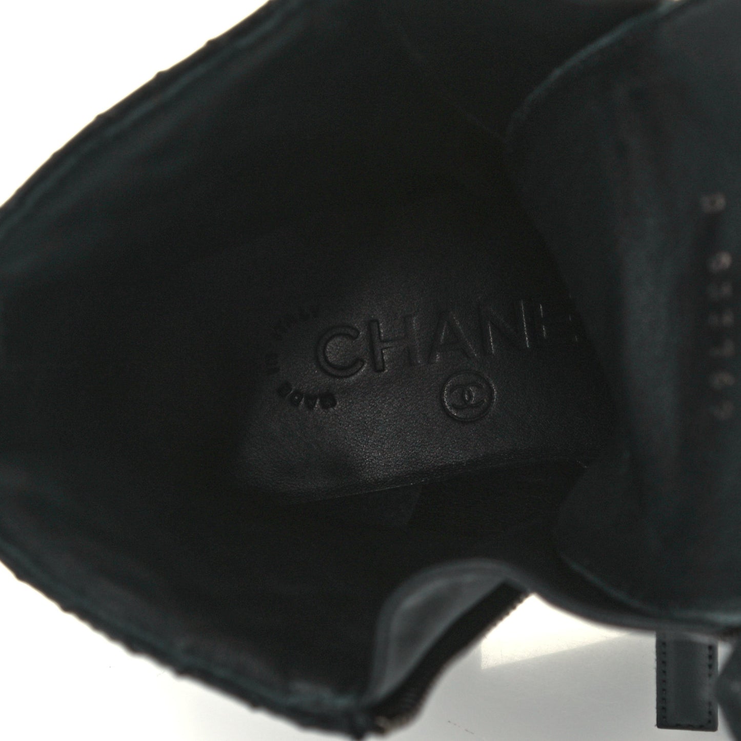 Calfskin Quilted Lace Up Combat Boots 36.5 Black