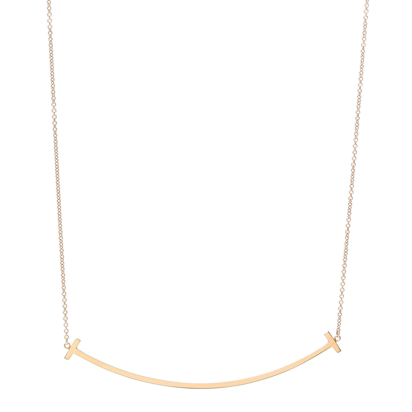 18K Rose Gold Large T Smile Pendant Necklace