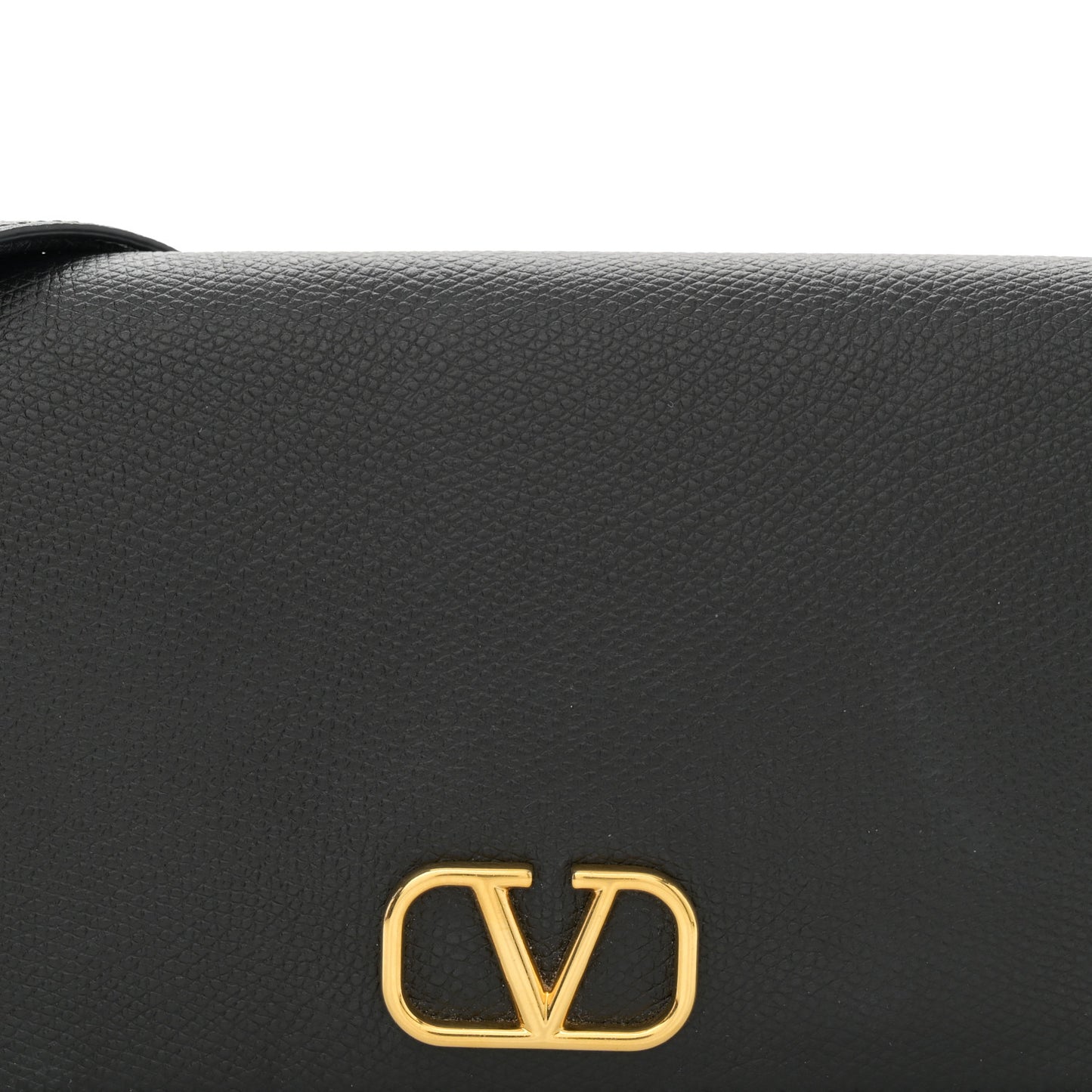 Grainy Calfskin Vlogo Pouch With Chain Black