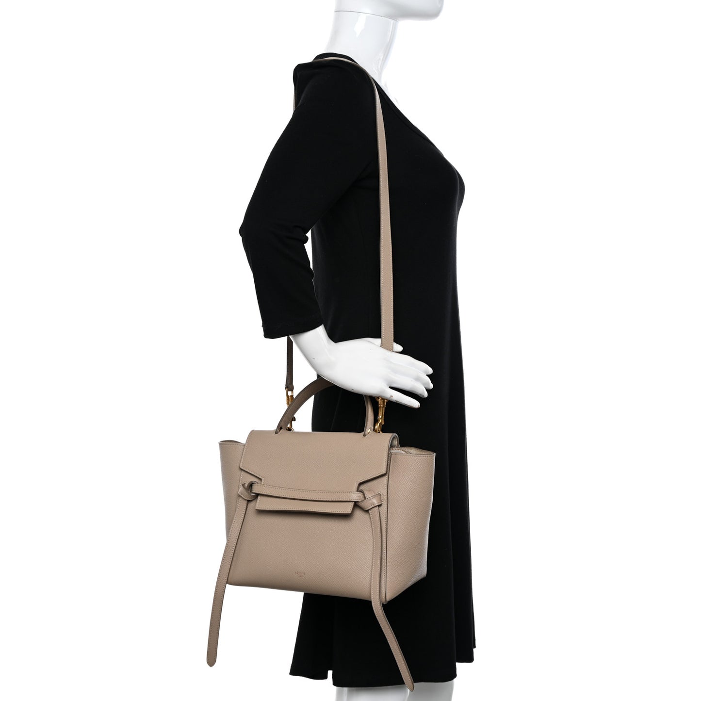 Grained Calfskin Micro Belt Bag Light Taupe