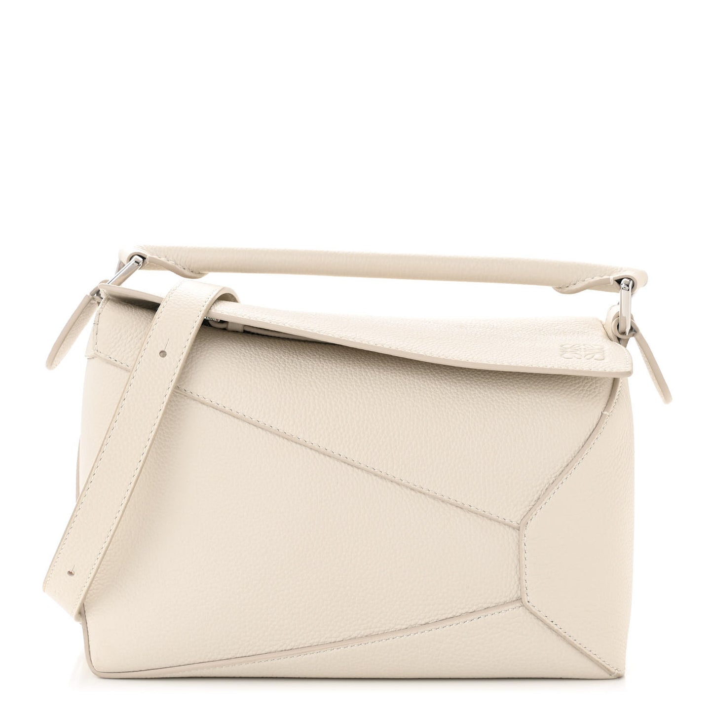 Soft Grained Calfskin Small Puzzle Edge Bag Soft White