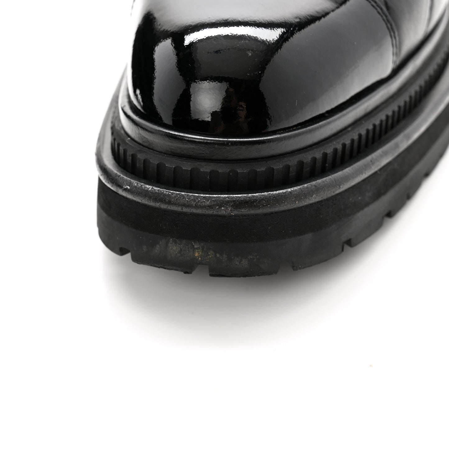 Calfskin Patent Stitched Cap Toe Lace Up Oxfords 37 Black