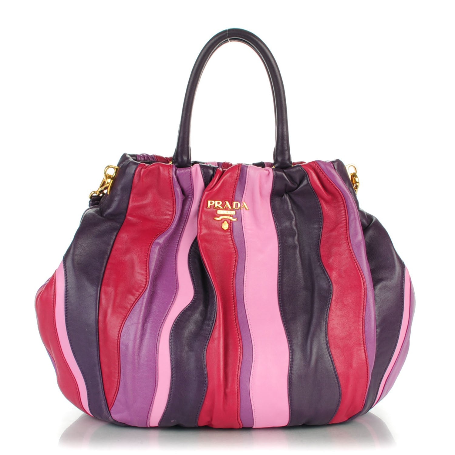 Prada Nappa Trembled Blossoms Stripes Shoulder Bag Ibisco Viola