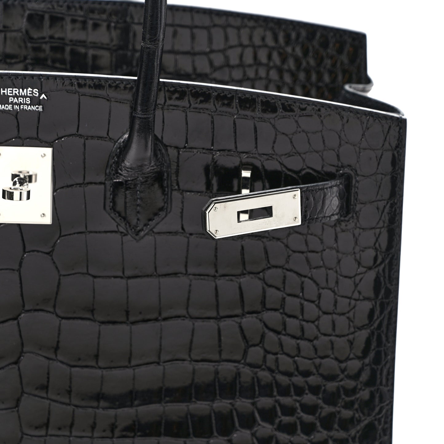 Shiny Porosus Crocodile Birkin Sellier 35 Black