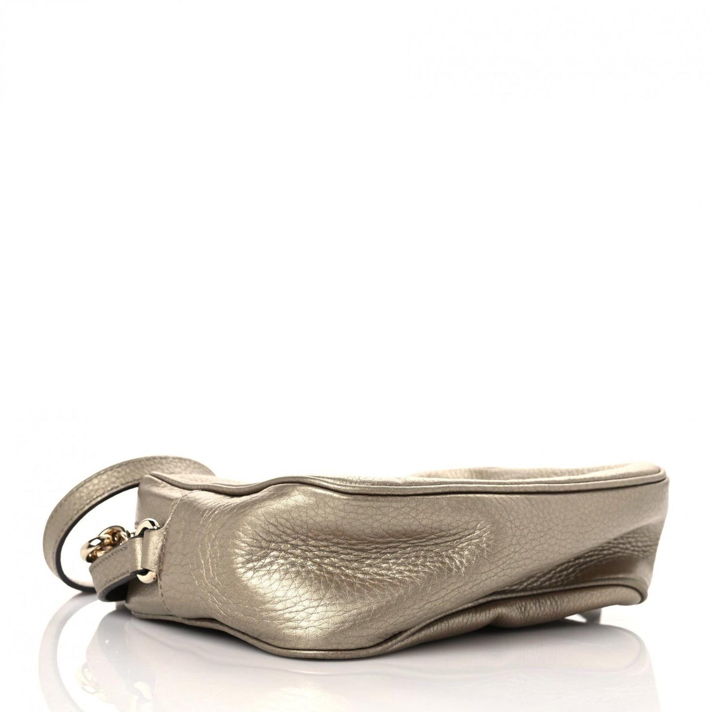 Metallic Pebbled Calfskin Small Soho Disco Bag Golden Beige