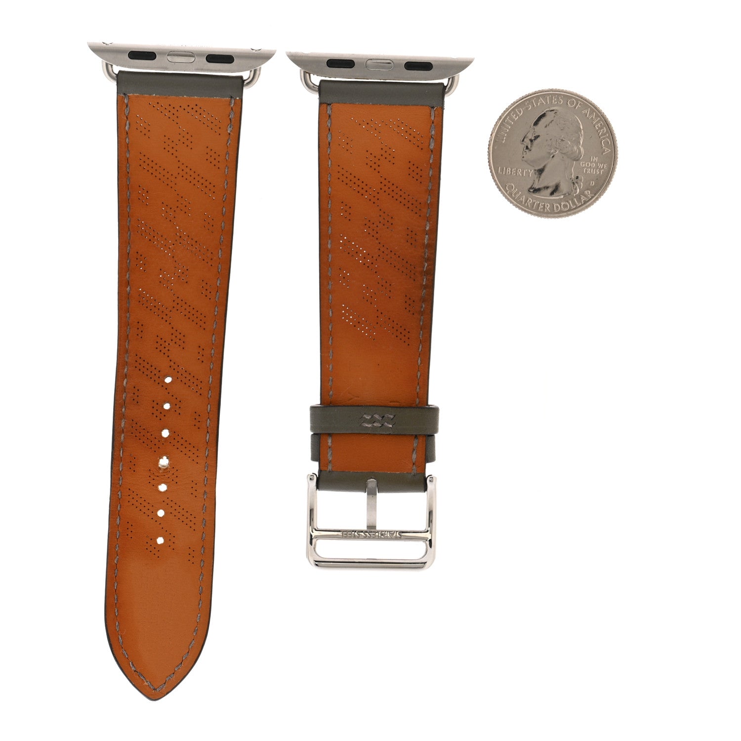 Hermes Swift 42mm H Diagonal Apple Watch Single Tour Band Gris Meyer 2 of 7