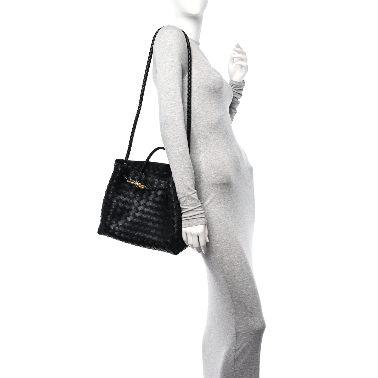 Nappa Intrecciato Medium Andiamo Shoulder Bag Black