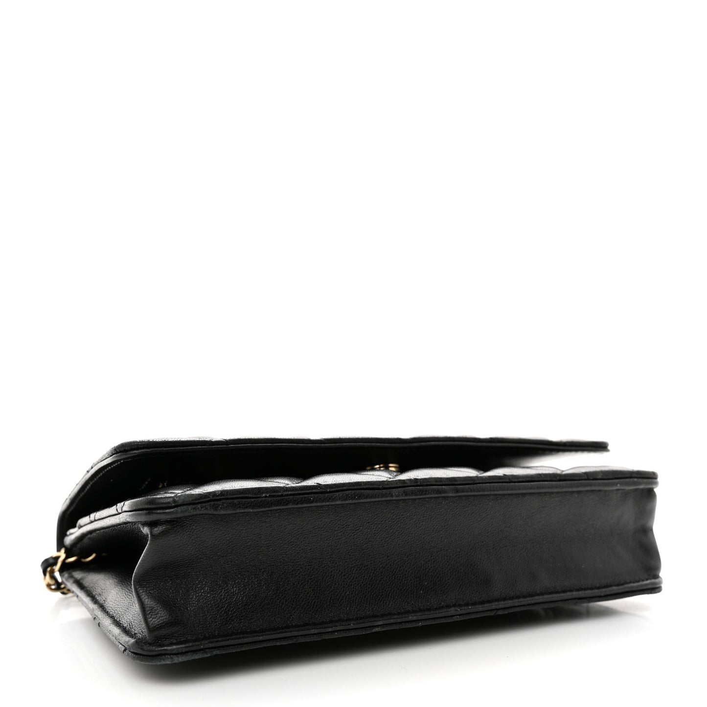 Lambskin Quilted Coco Bow Wallet On Chain WOC Black