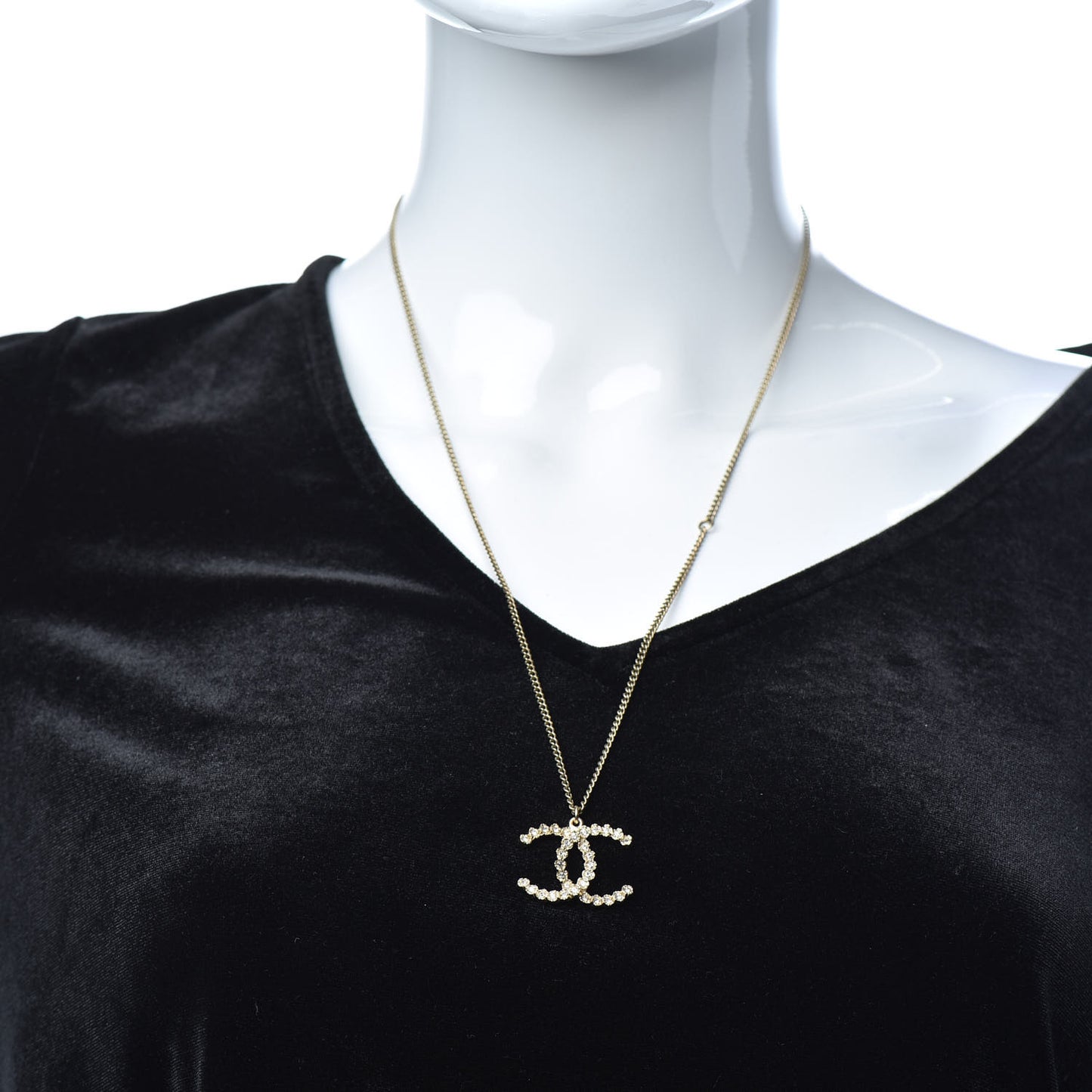 Crystal CC Pendant Necklace Gold