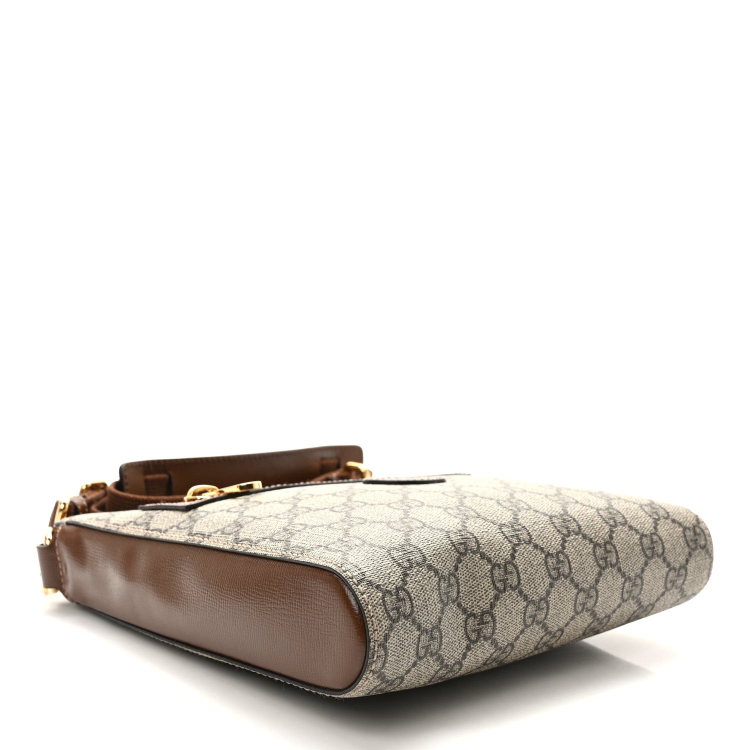 Gucci GG Supreme Monogram Azalea Calfskin Retro Interlocking G Flat Messenger Bag Beige Ebony Brown Sugar 5 of 9