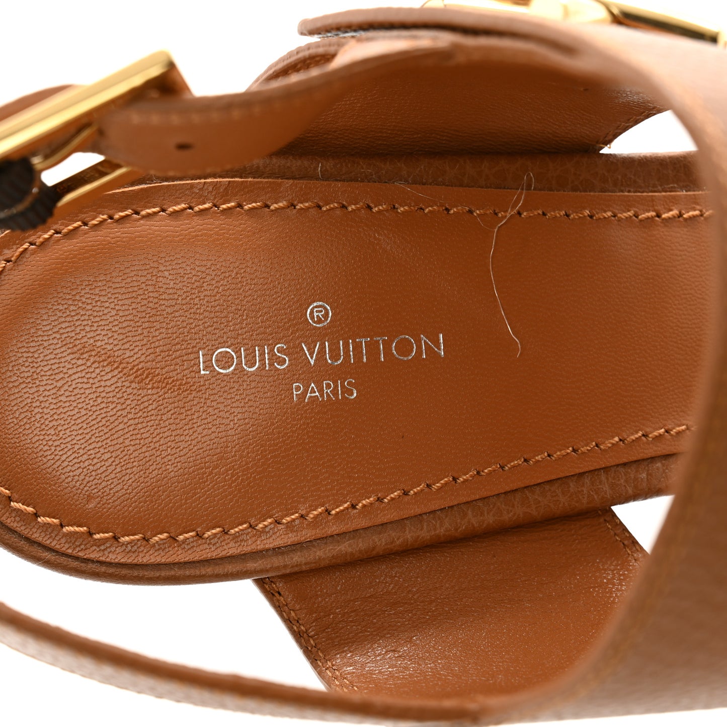 Grained Calfskin Horizon Platform Sandals 41 Cognac