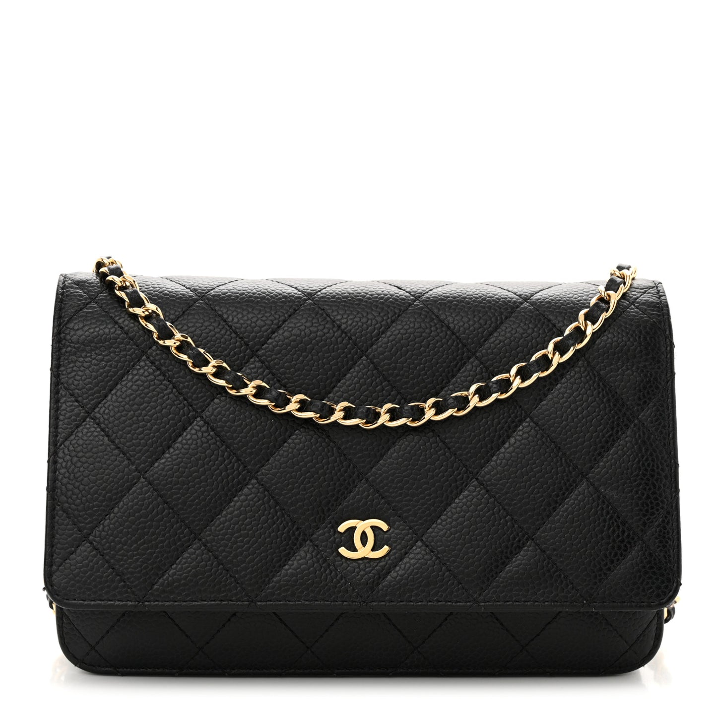 Caviar Quilted Wallet on Chain WOC Black