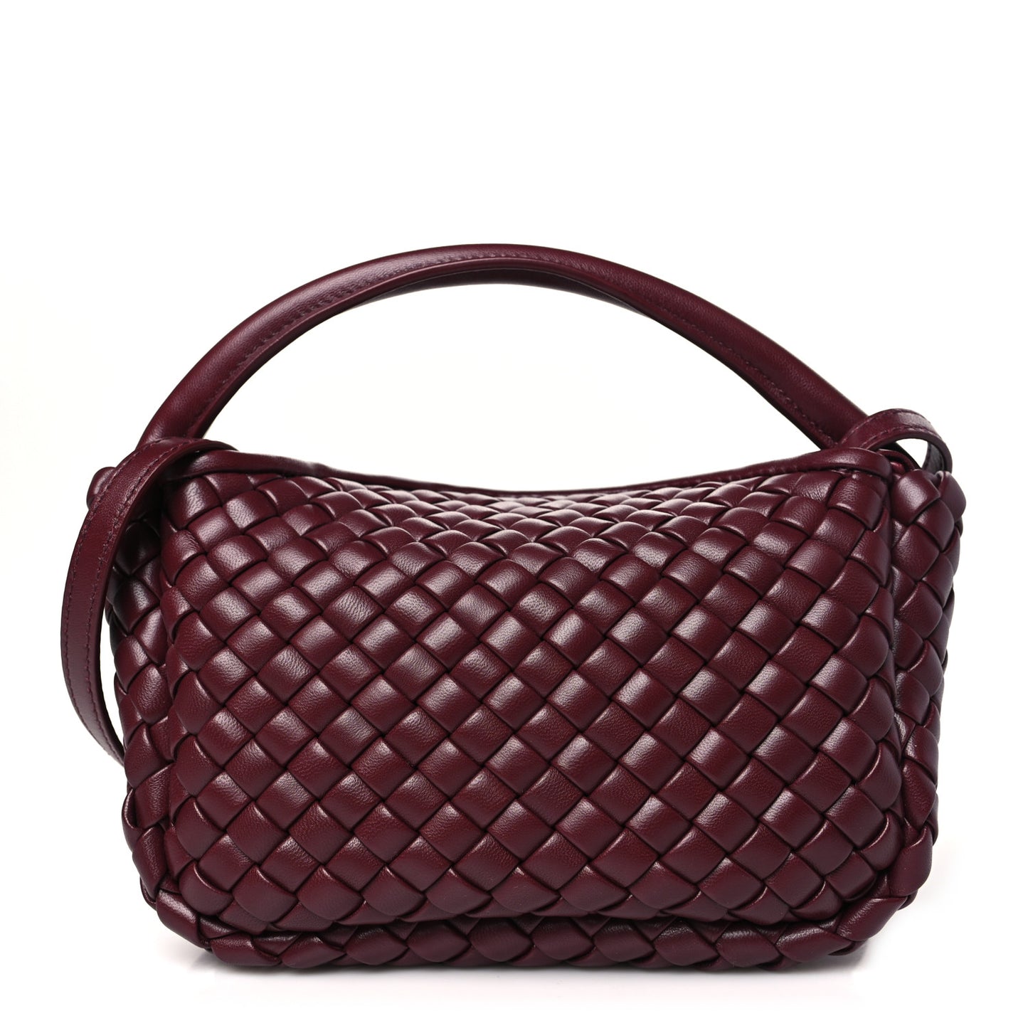 Nappa Intrecciato Small Cobble Top Handle Bag Barolo