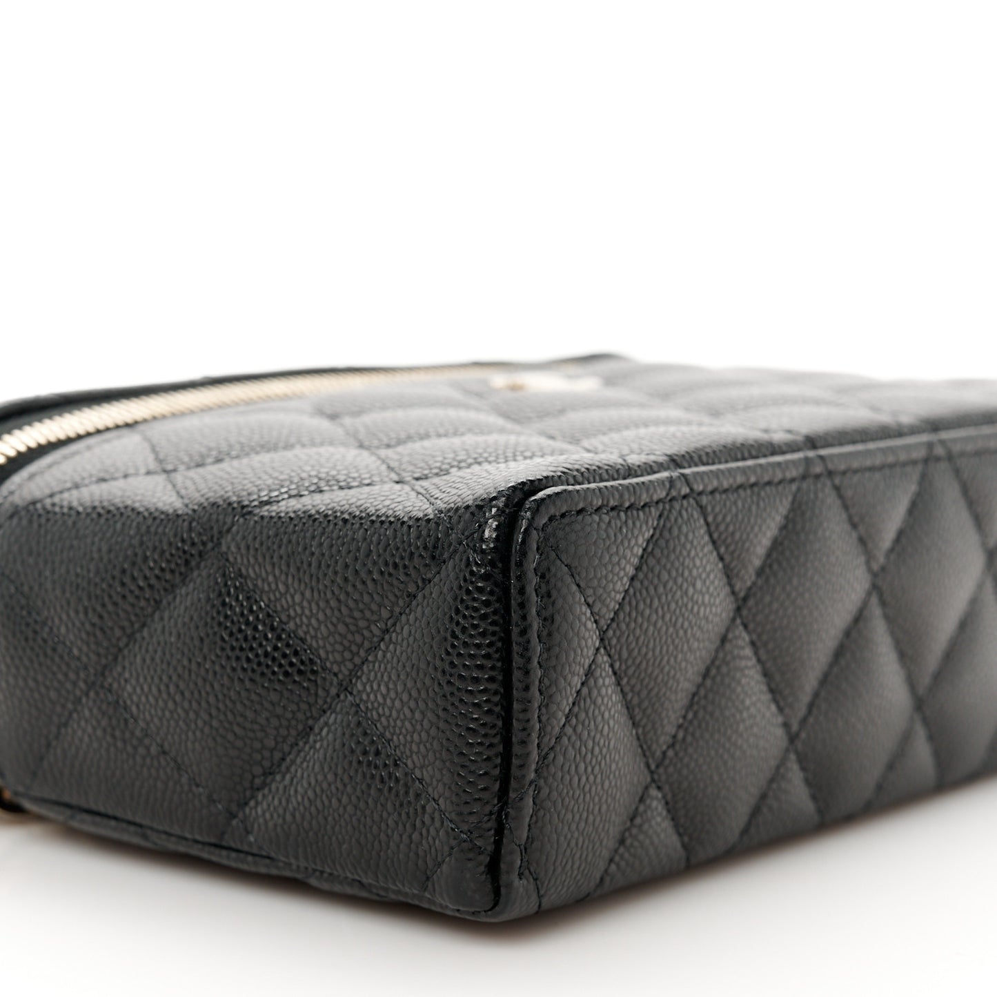 Caviar Quilted Top Handle Slim Vanity With Chain Black