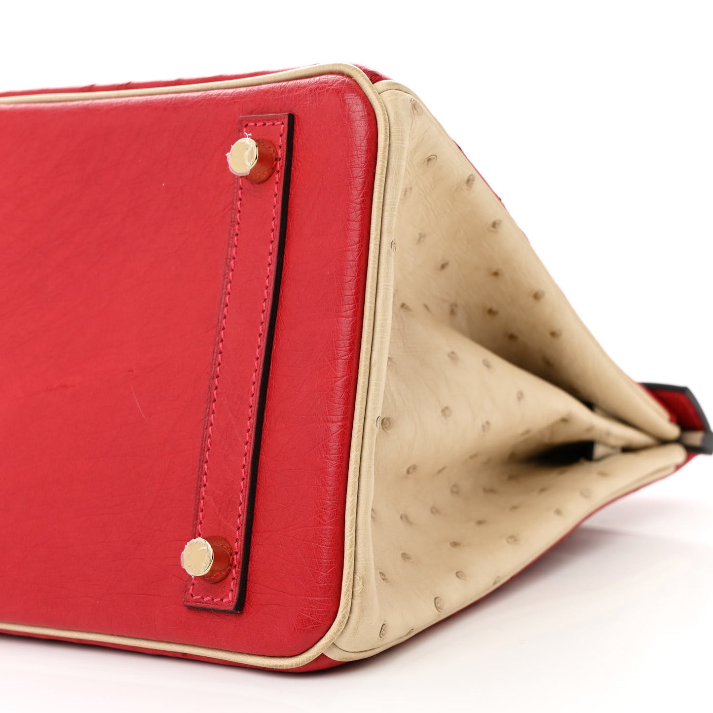 Ostrich Horseshoe Birkin 30 Rouge Vif Parchemin