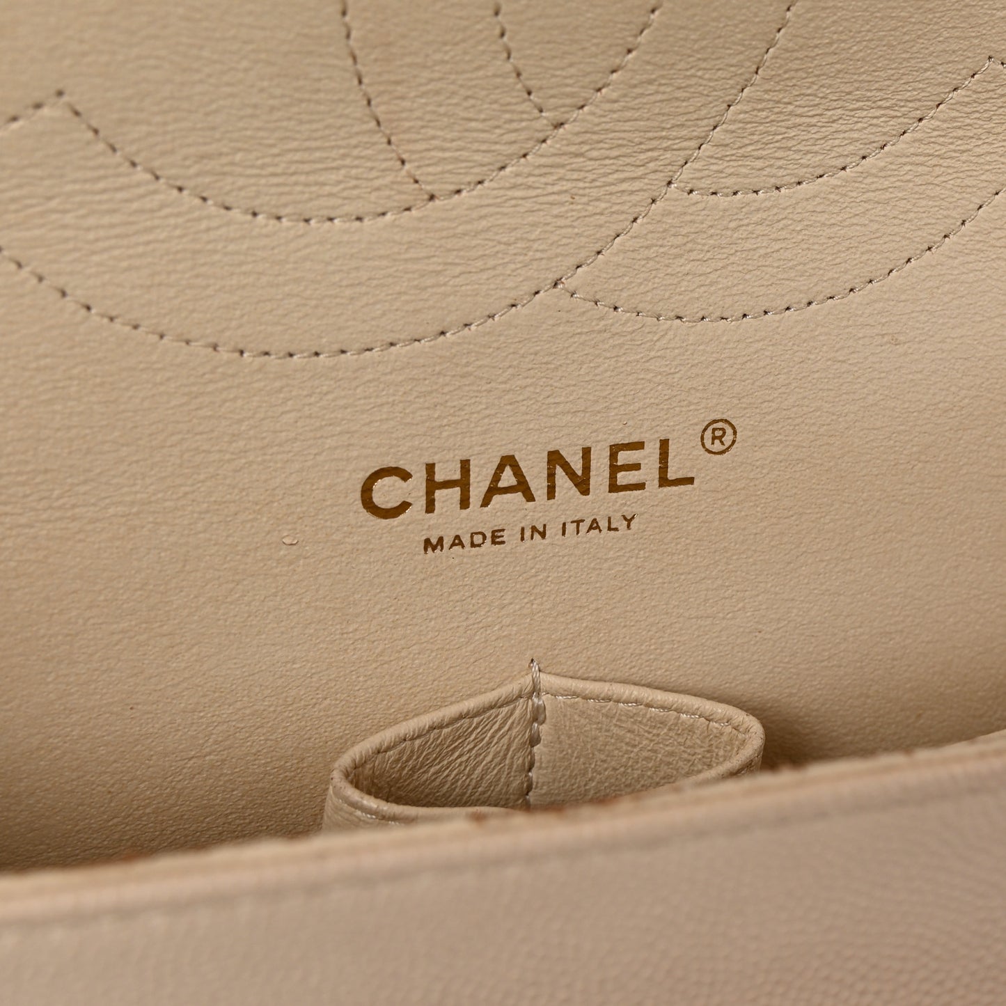 Caviar Quilted Jumbo Double Flap Light Beige