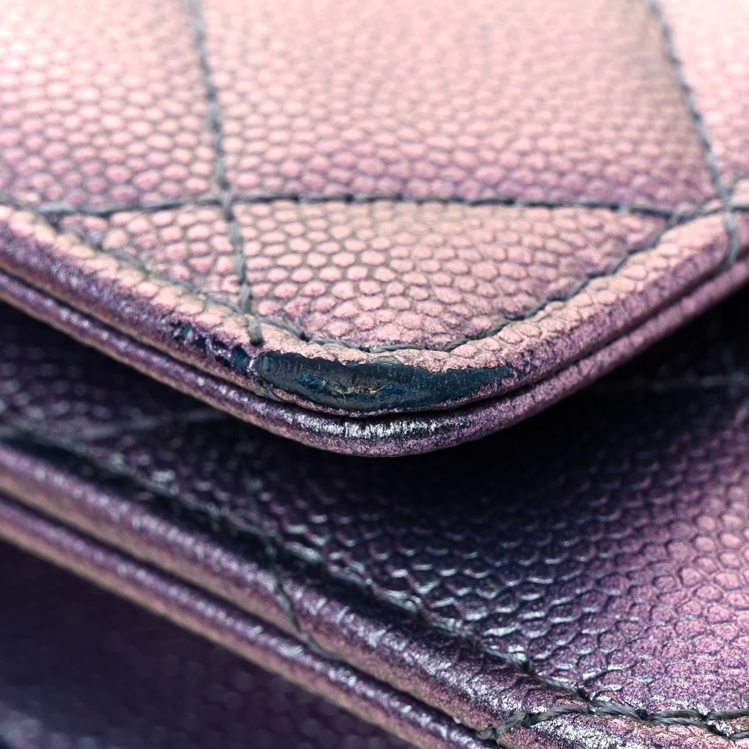 Chanel Iridescent Caviar Quilted Wallet on Chain WOC Dark Blue 14 of 16