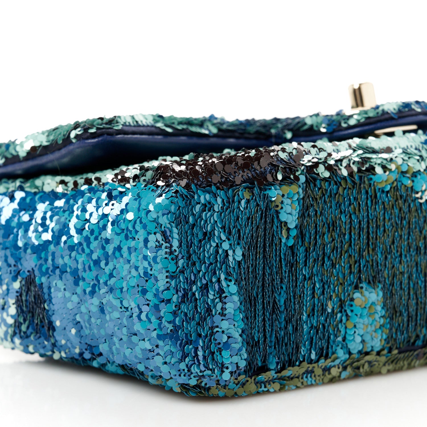 Chanel Shaded Sequins Mini Flap Light Green Dark Brown White Blue 10 of 11