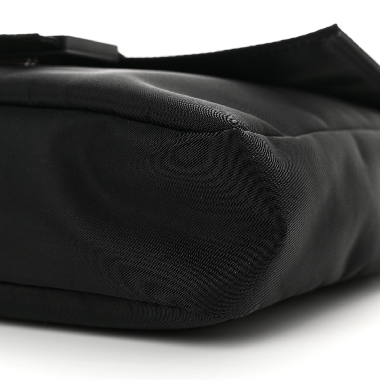 Econyl Nylon Cuoio Romano Monochrome Medium Baguette Messenger Bag Black