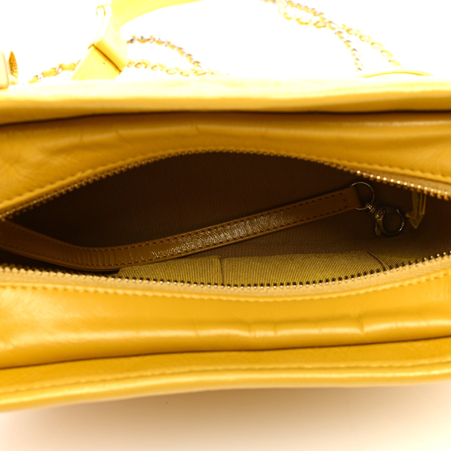 Aged Calfskin Chevron Quilted Small Gabrielle Hobo Yellow