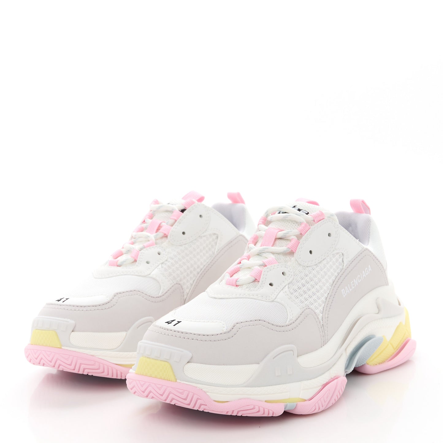 Fabric Mesh Multicolor Womens Triple S Sneakers 41 Yellow Pink Grey White