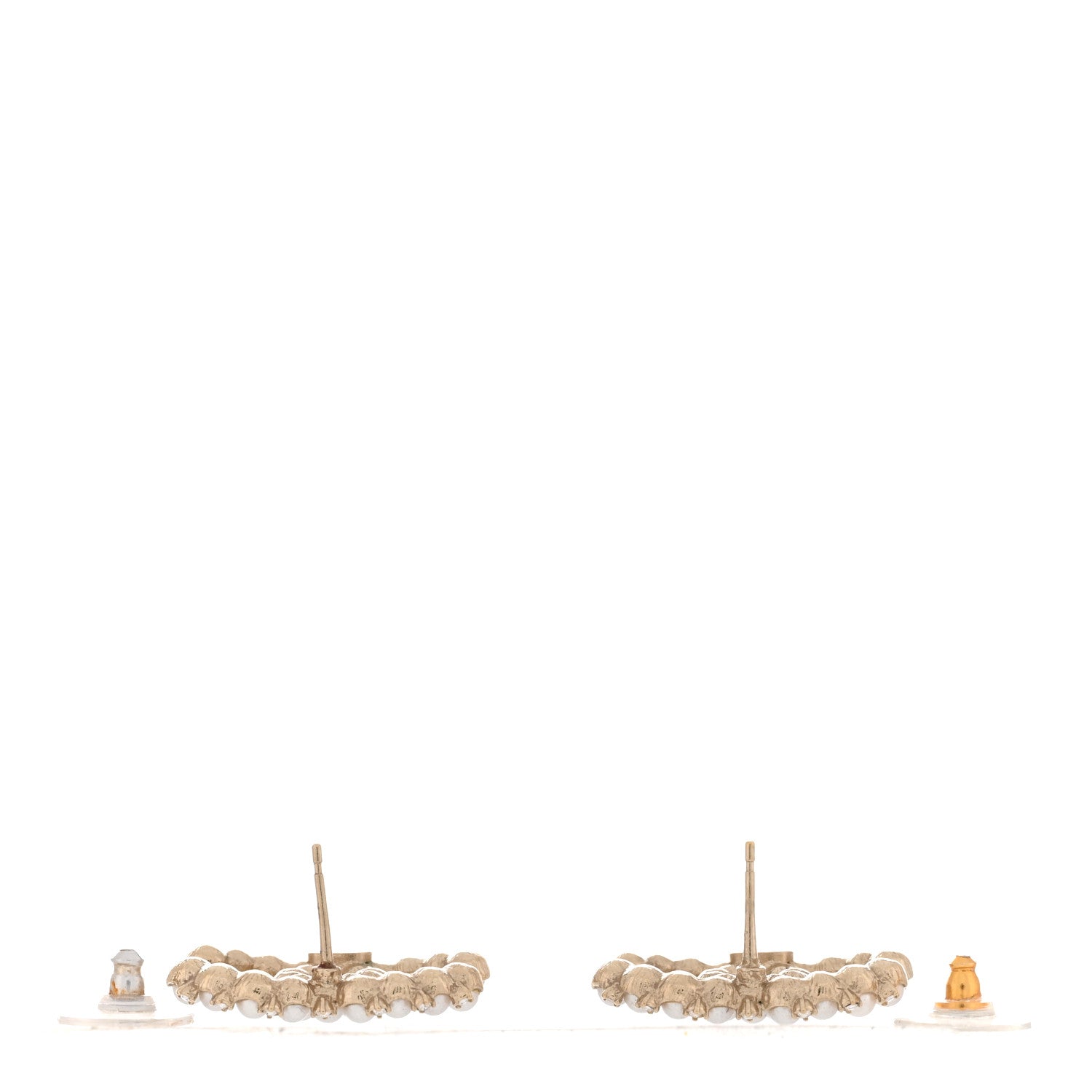Chanel Pearl Crystal CC Stud Earrings Gold 3 of 4