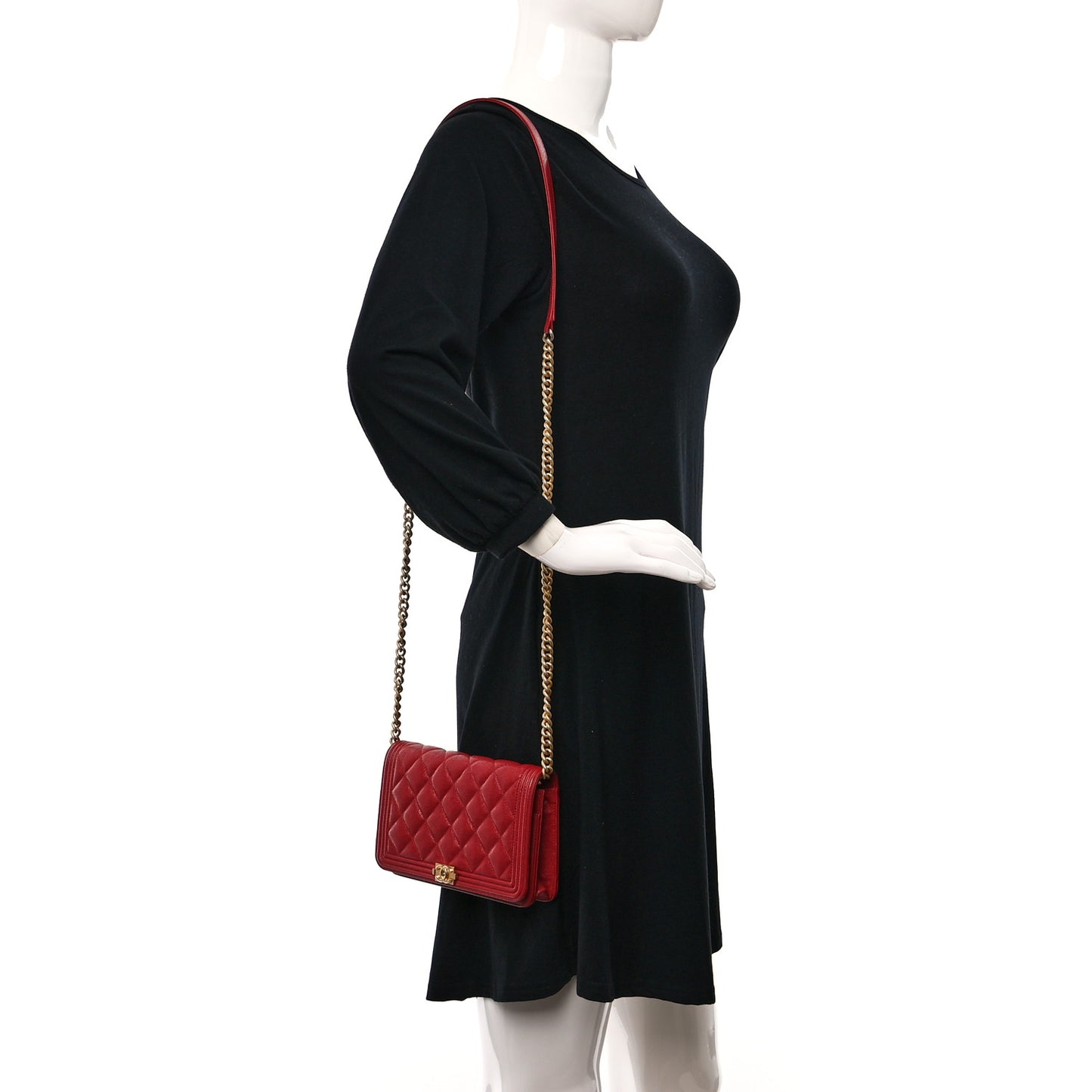 Caviar Quilted Boy Wallet On Chain WOC Red