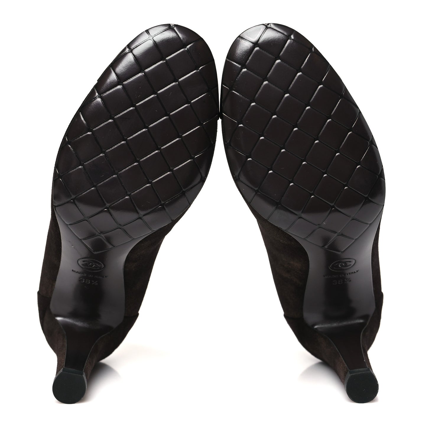Coated Suede CC Cap Toe Pumps 38.5 Black Brown
