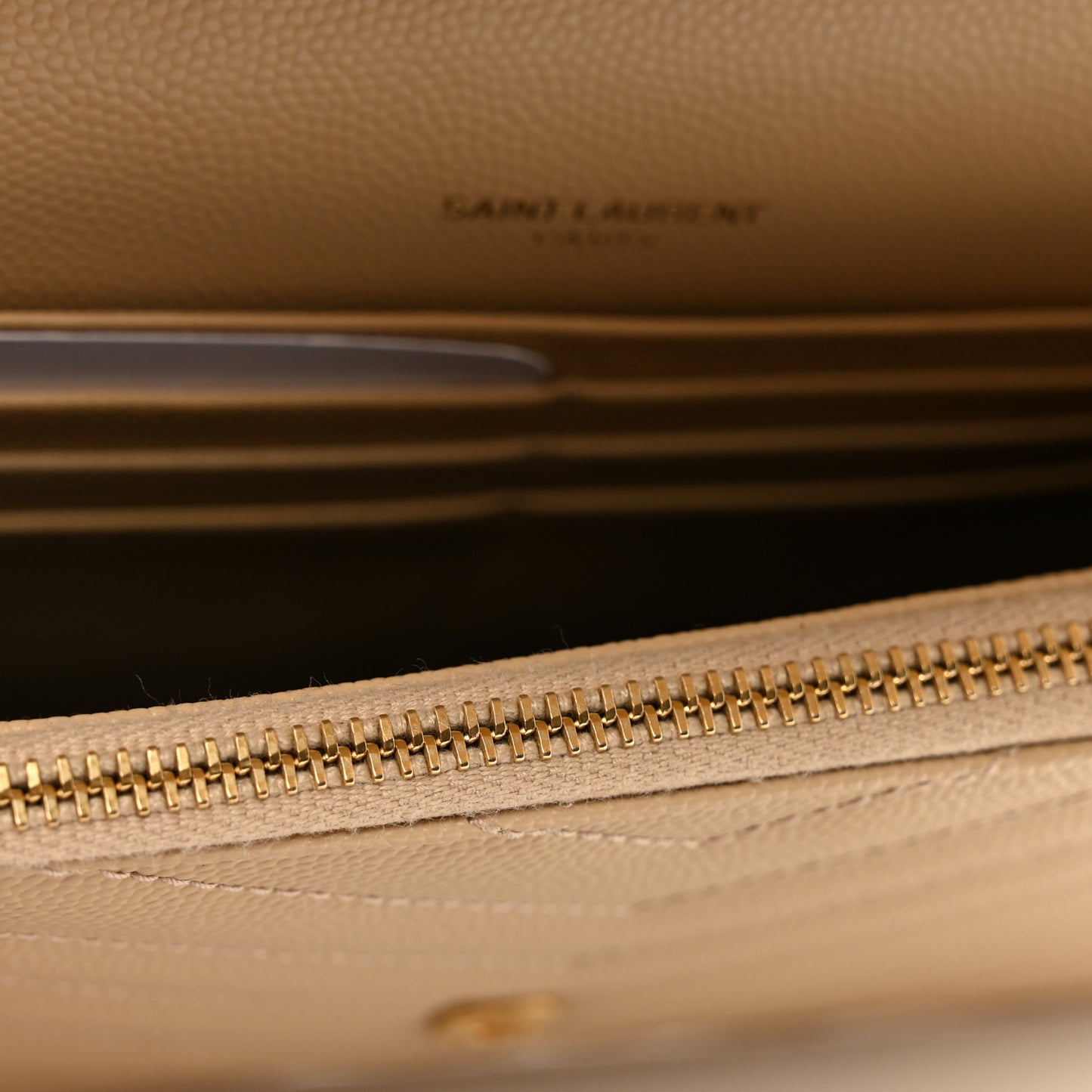Grain De Poudre Matelasse Chevron Monogram Envelope Chain Wallet Nude Powder