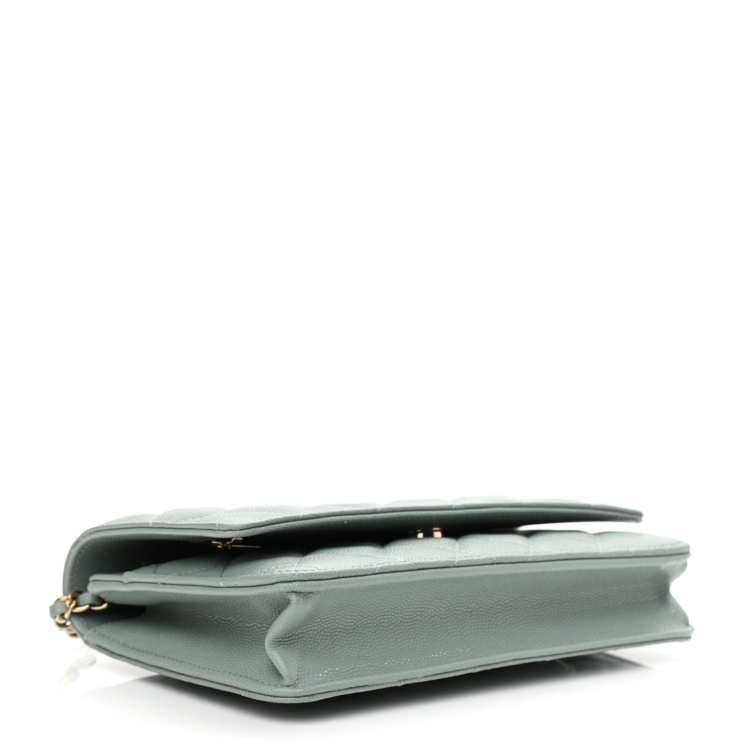 Caviar Quilted Wallet On Chain WOC Light Gray
