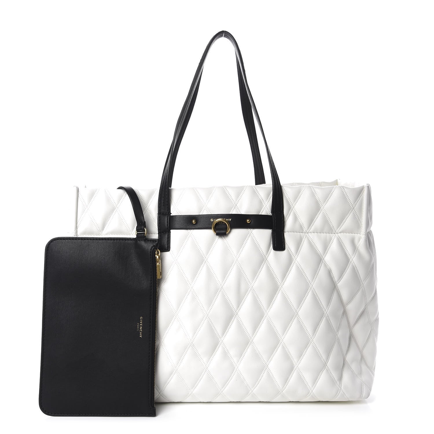 Givenchy Rubber Effect Canvas Quilted Duo Shopper Tote White 1 of 9
