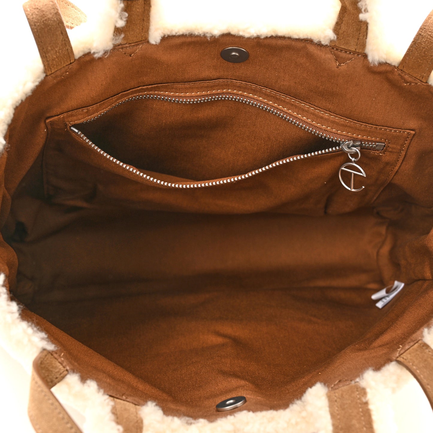 X UGG Suede Shearling Medium Shopping Bag Natural