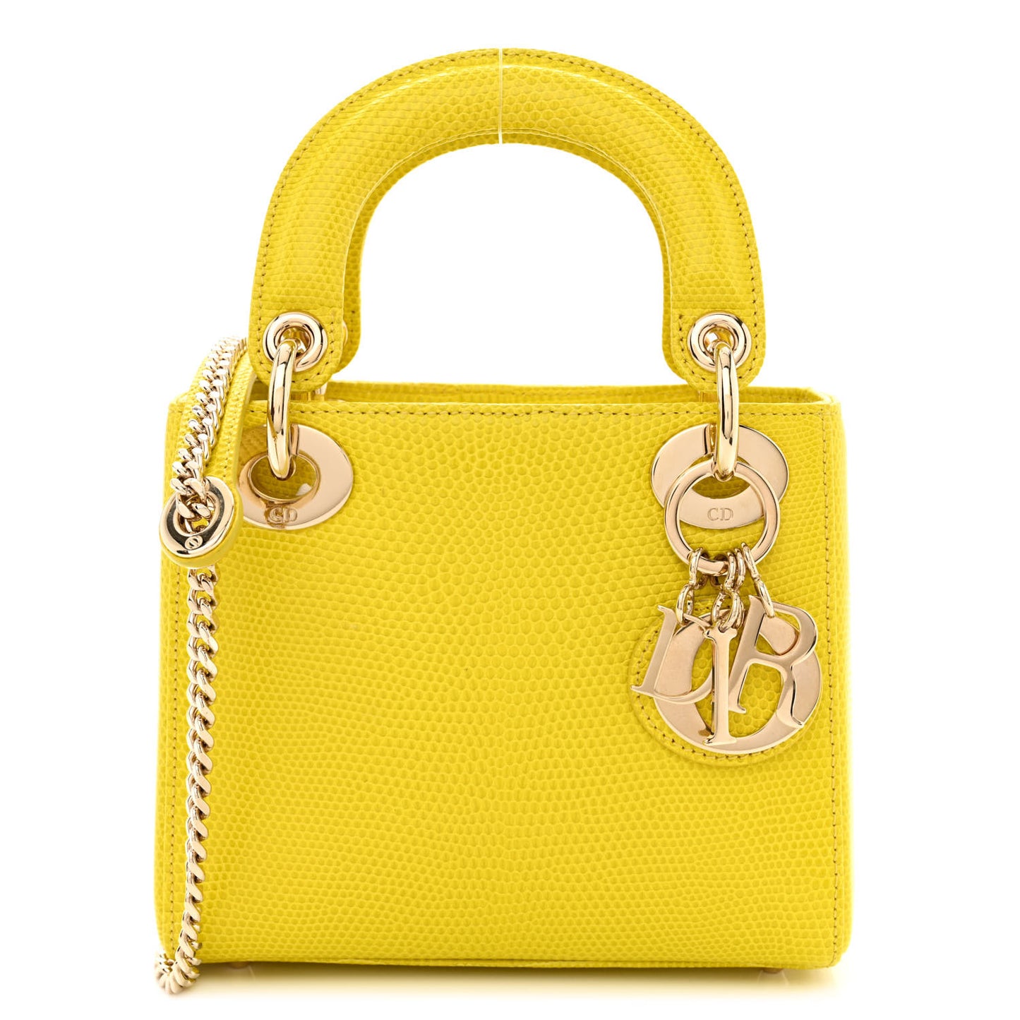Lizard Mini Lady Dior Yellow