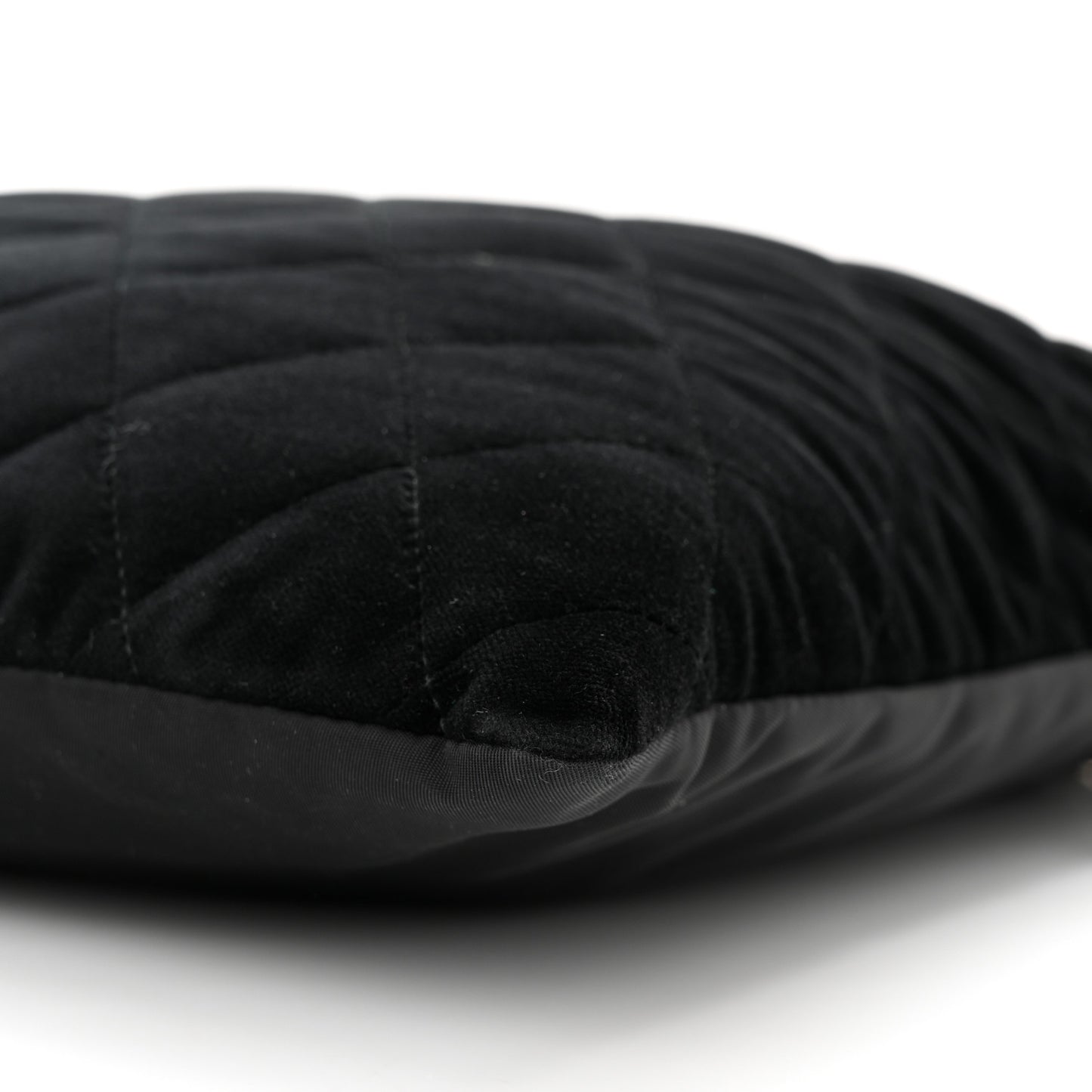 Tessuto Nylon Velluto Ricamo Small Drawstring Bag Black