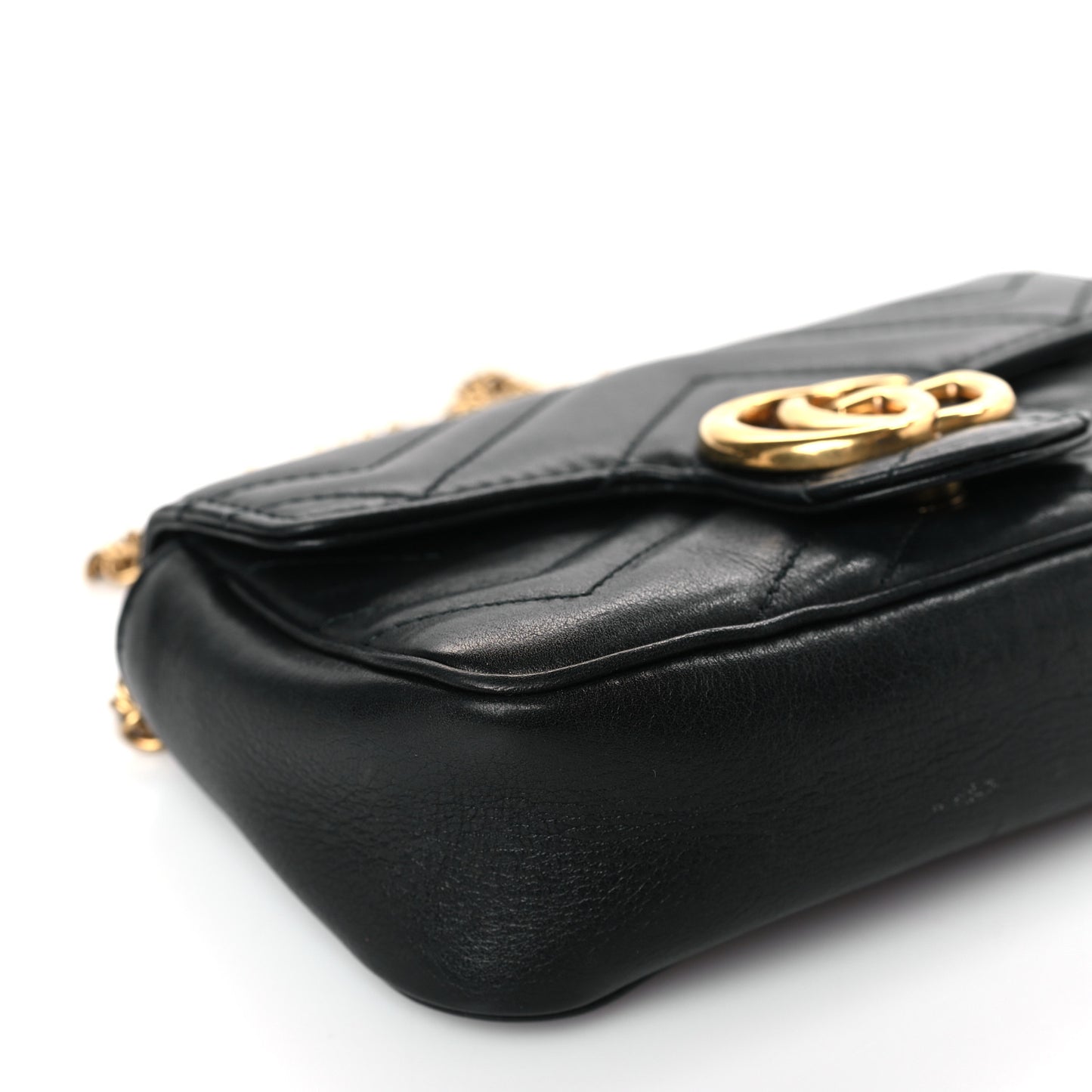 Calfskin Matelasse Super Mini GG Marmont Shoulder Bag Black