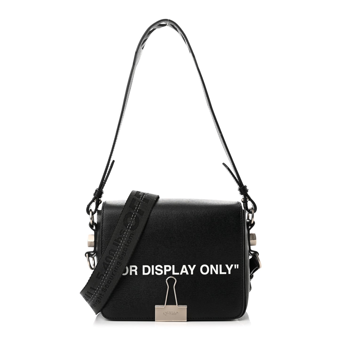 Saffiano For Display Only Binder Clip Shoulder Bag Black