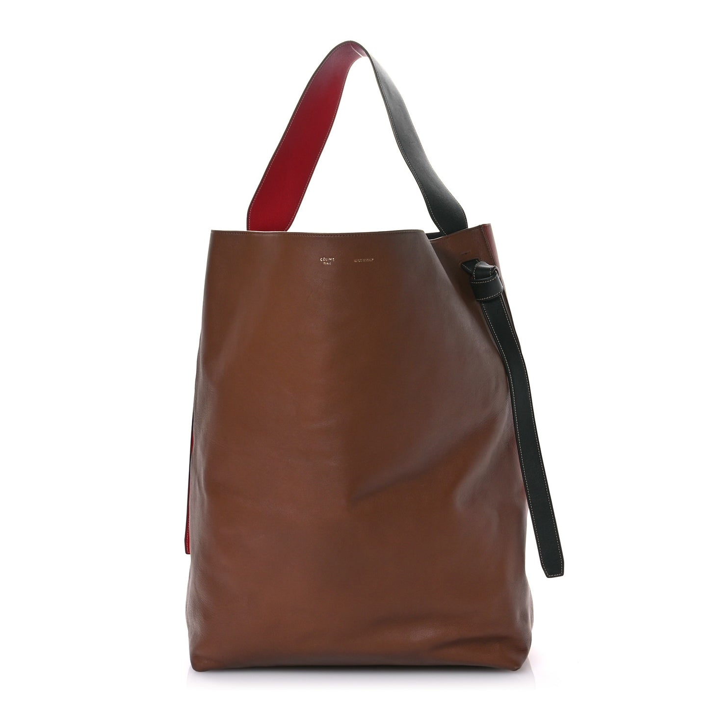 Shiny Smooth Calfskin Small Twisted Cabas Camel Brick