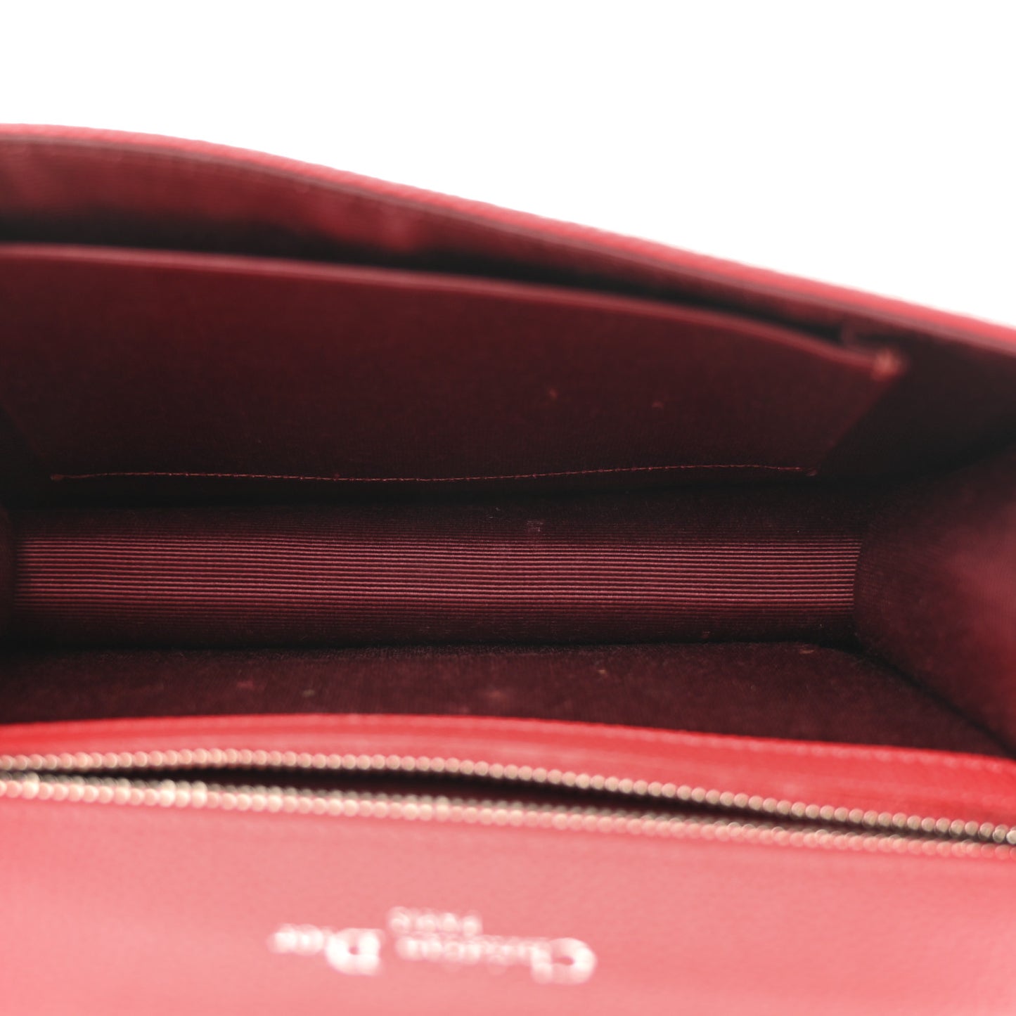 Grained Calfskin Small Diorama Flap Bag Red