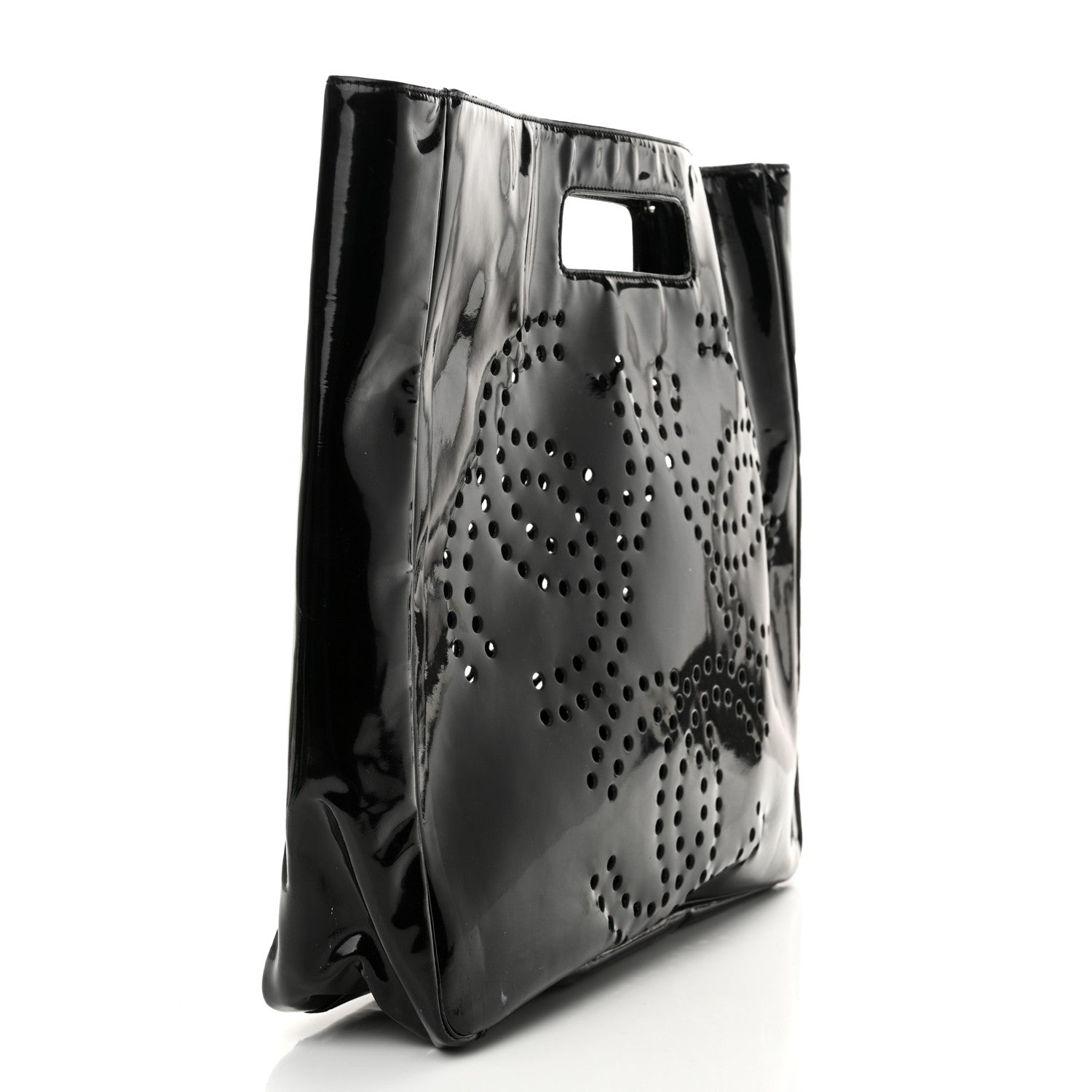 Chanel Patent Perforated CC Handle Bag Black 3 of 18
