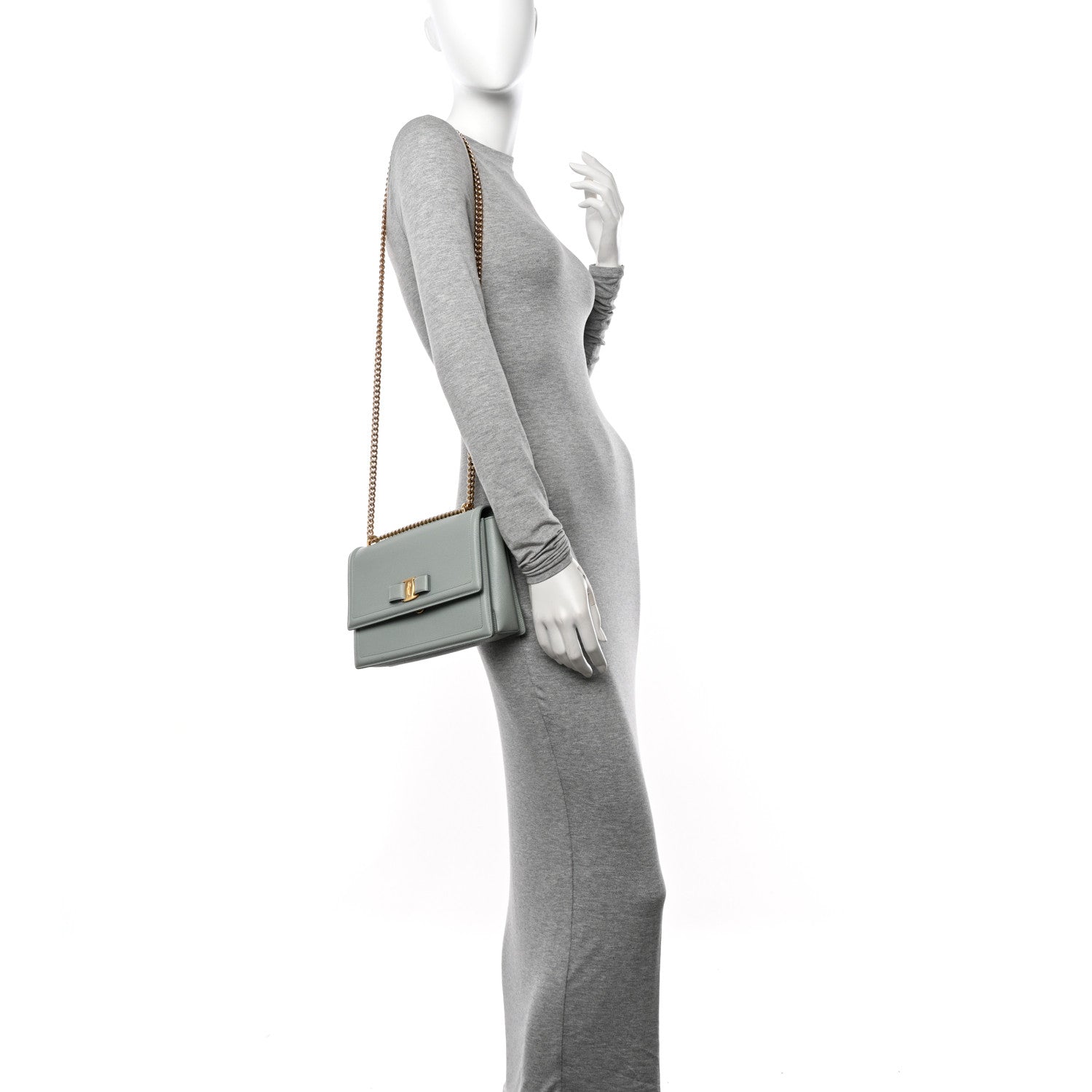 Salvatore Ferragamo Printed Calfskin Ginny Shoulder Bag Opal 2 of 11