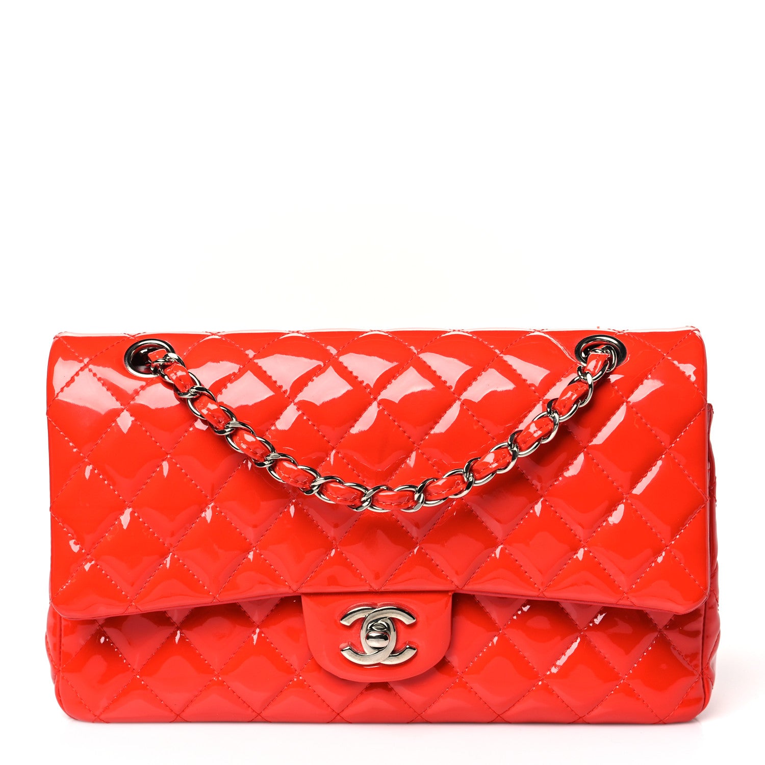 Chanel Patent Quilted Medium Double Flap Red 1 of 14