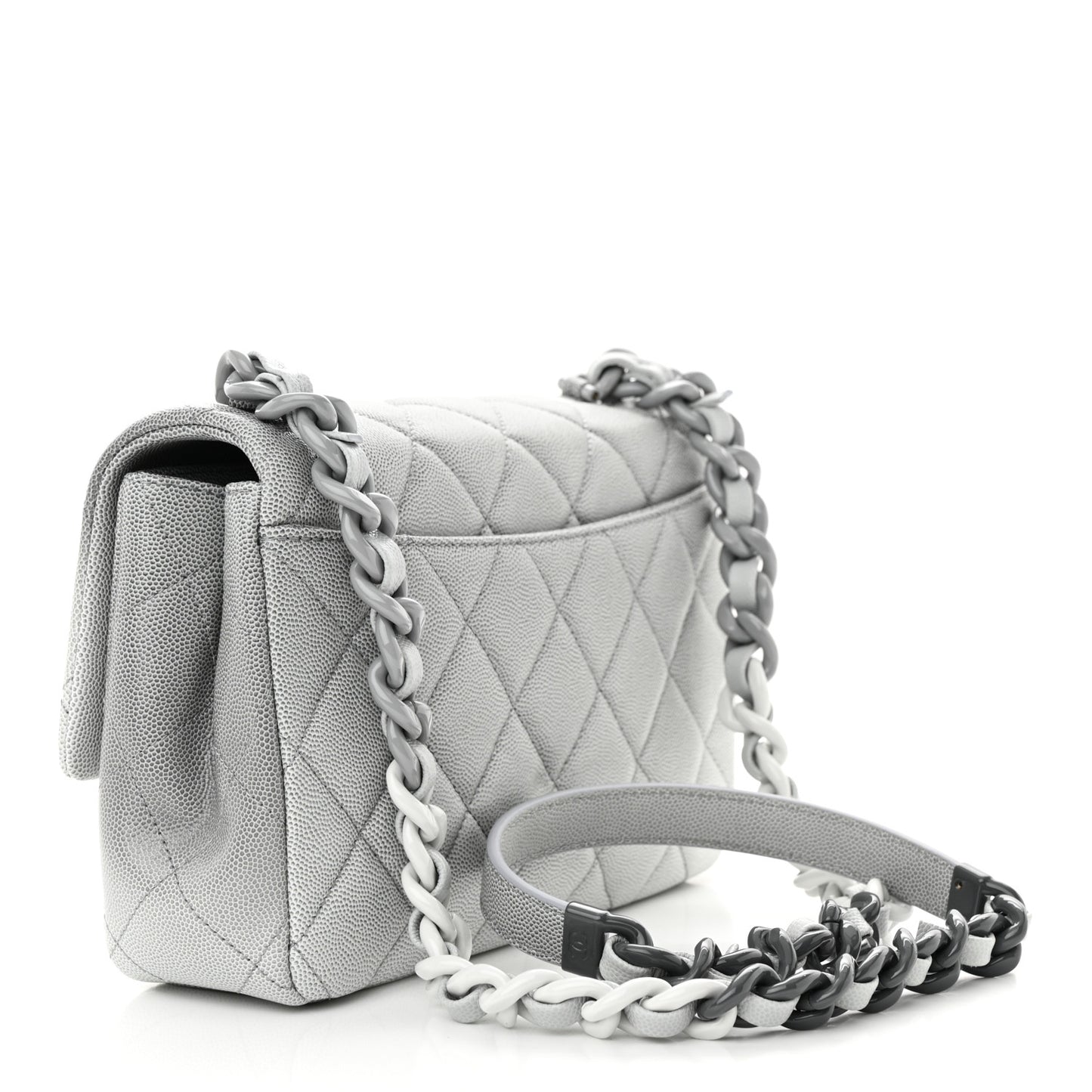 Shaded Caviar Quilted My Everything Flap Dark Grey Light Grey