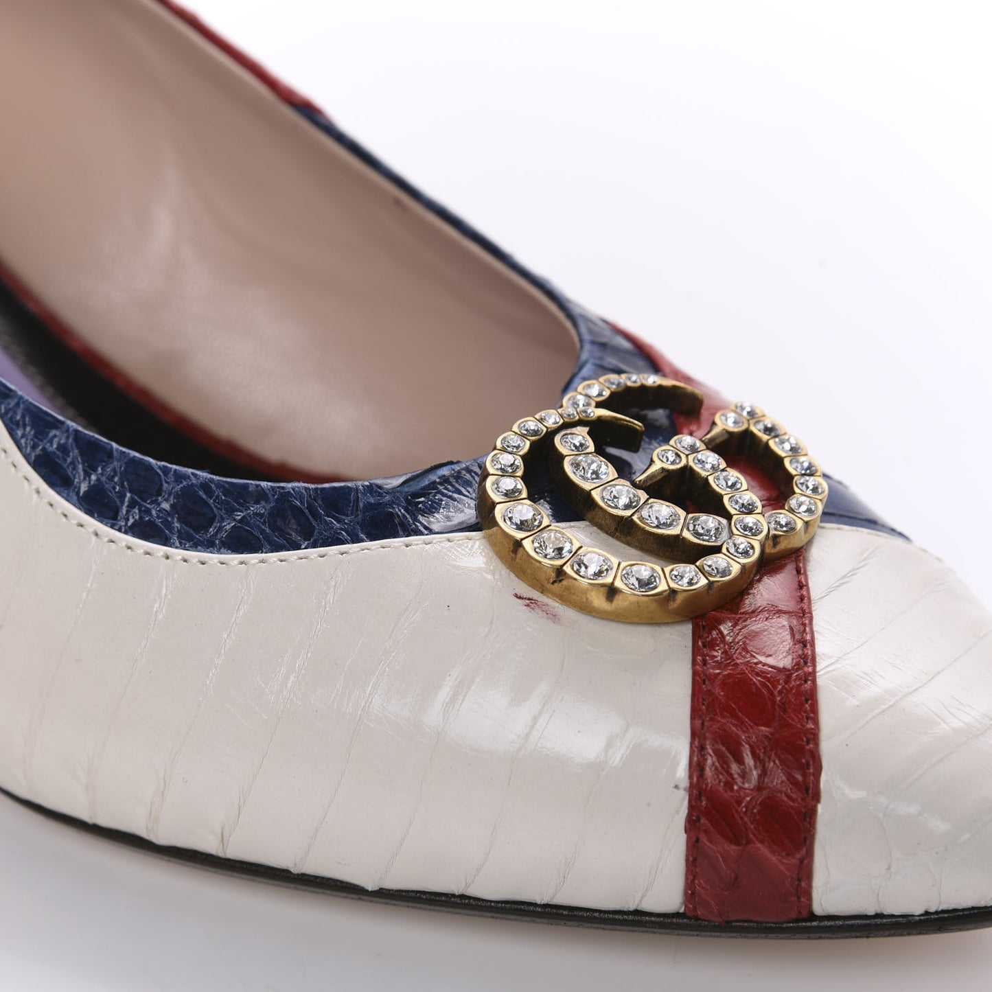 Snakeskin Crystal Double G Pumps 38 Multicolor