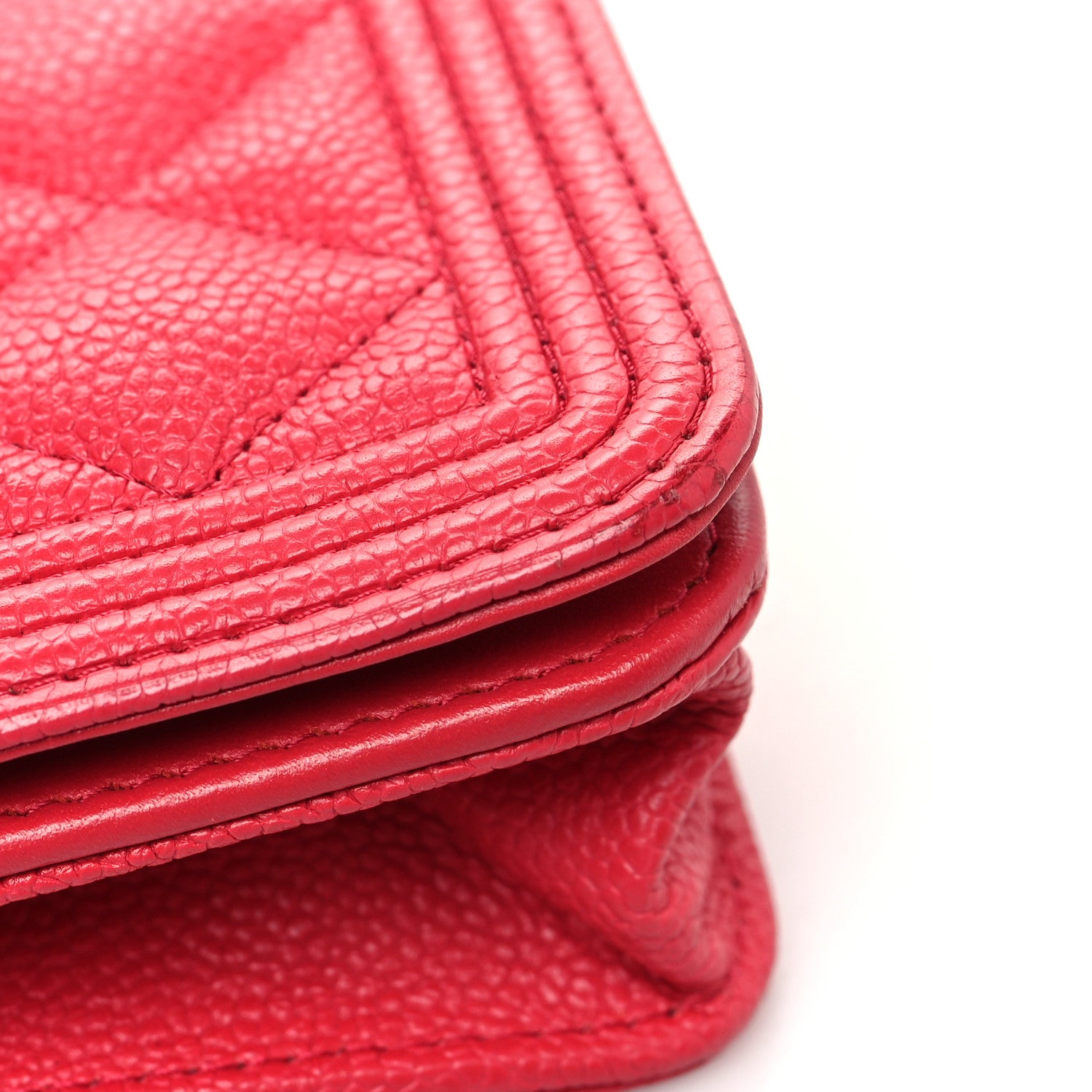 Chanel Caviar Quilted Boy Wallet On Chain WOC Fuchsia 14 of 14
