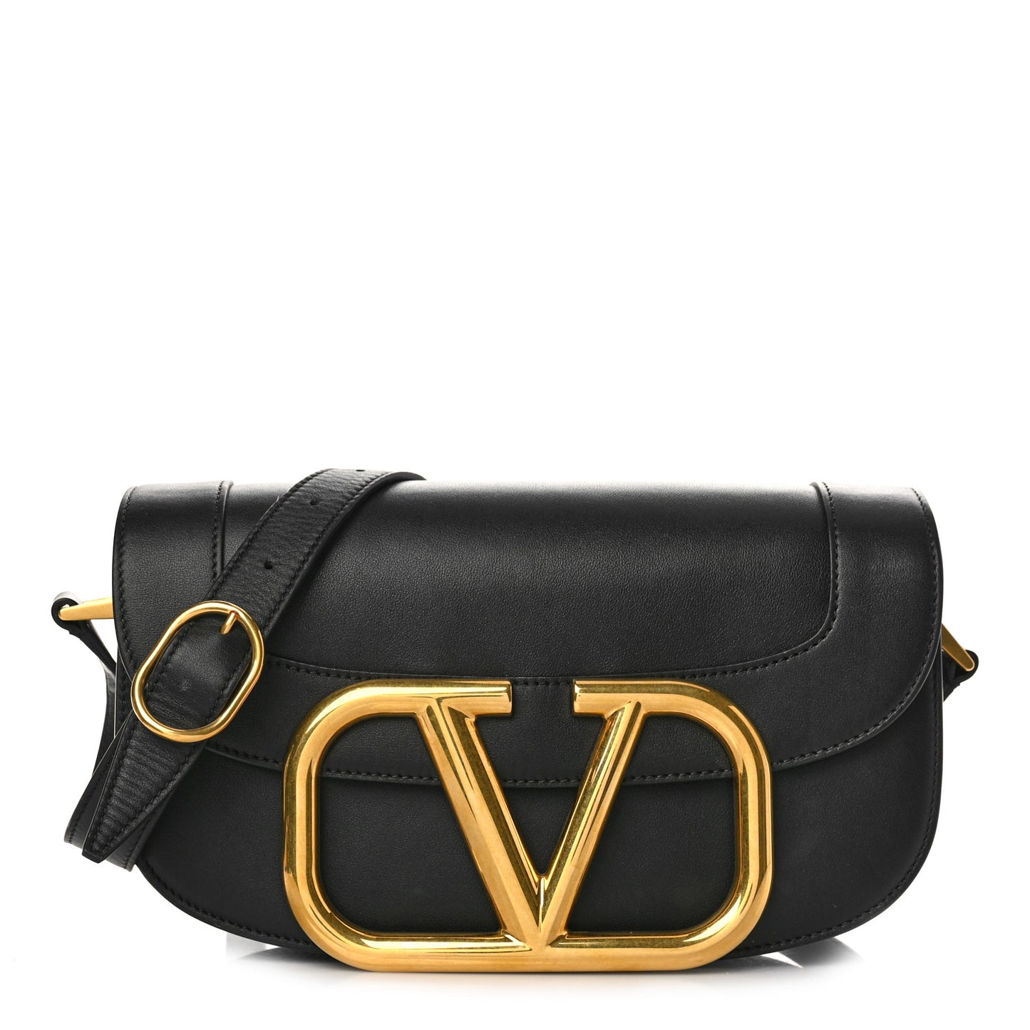 Smooth Calfskin Supervee Shoulder Bag Black