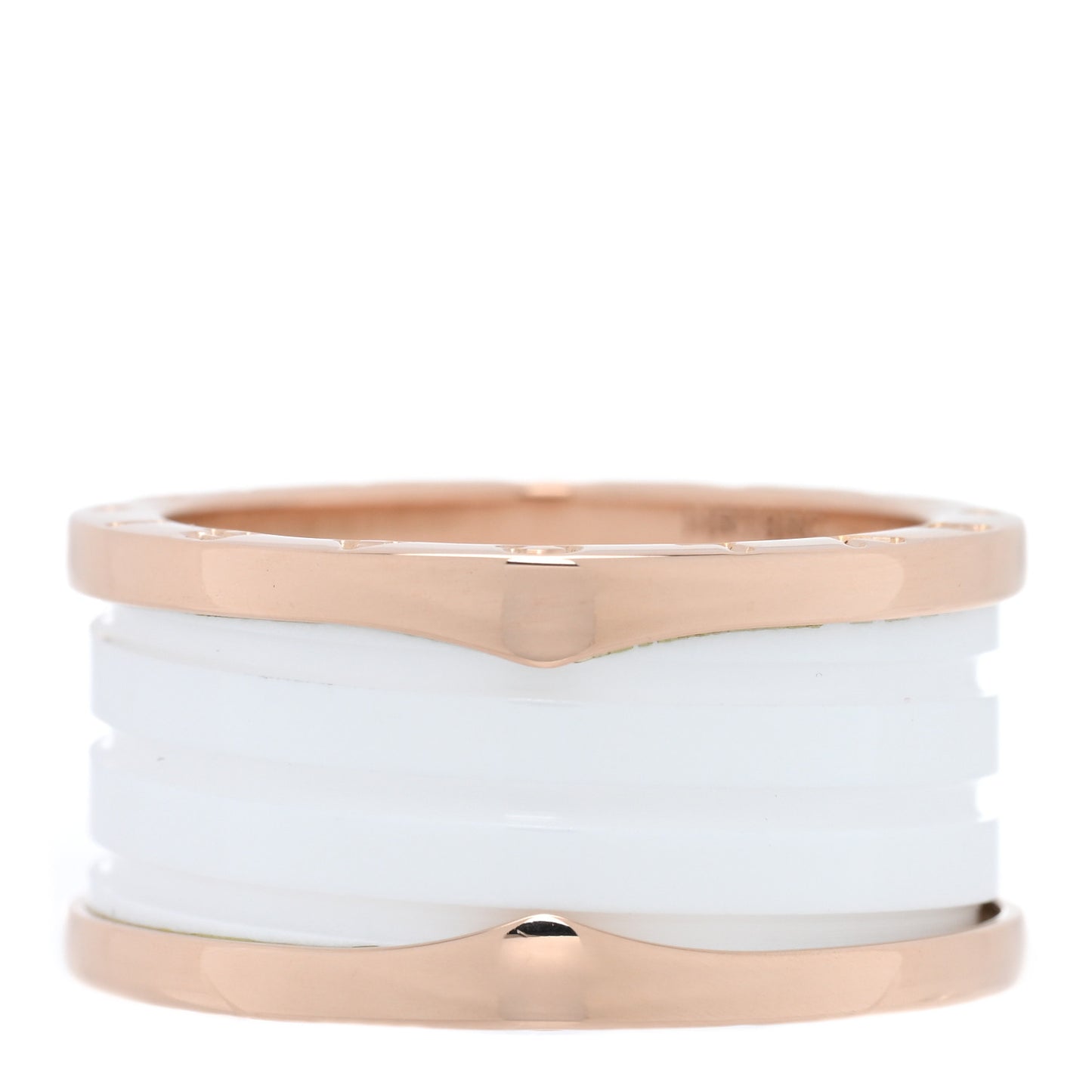 18K Rose Gold White Ceramic B.Zero1 Four-Band Ring 60 9