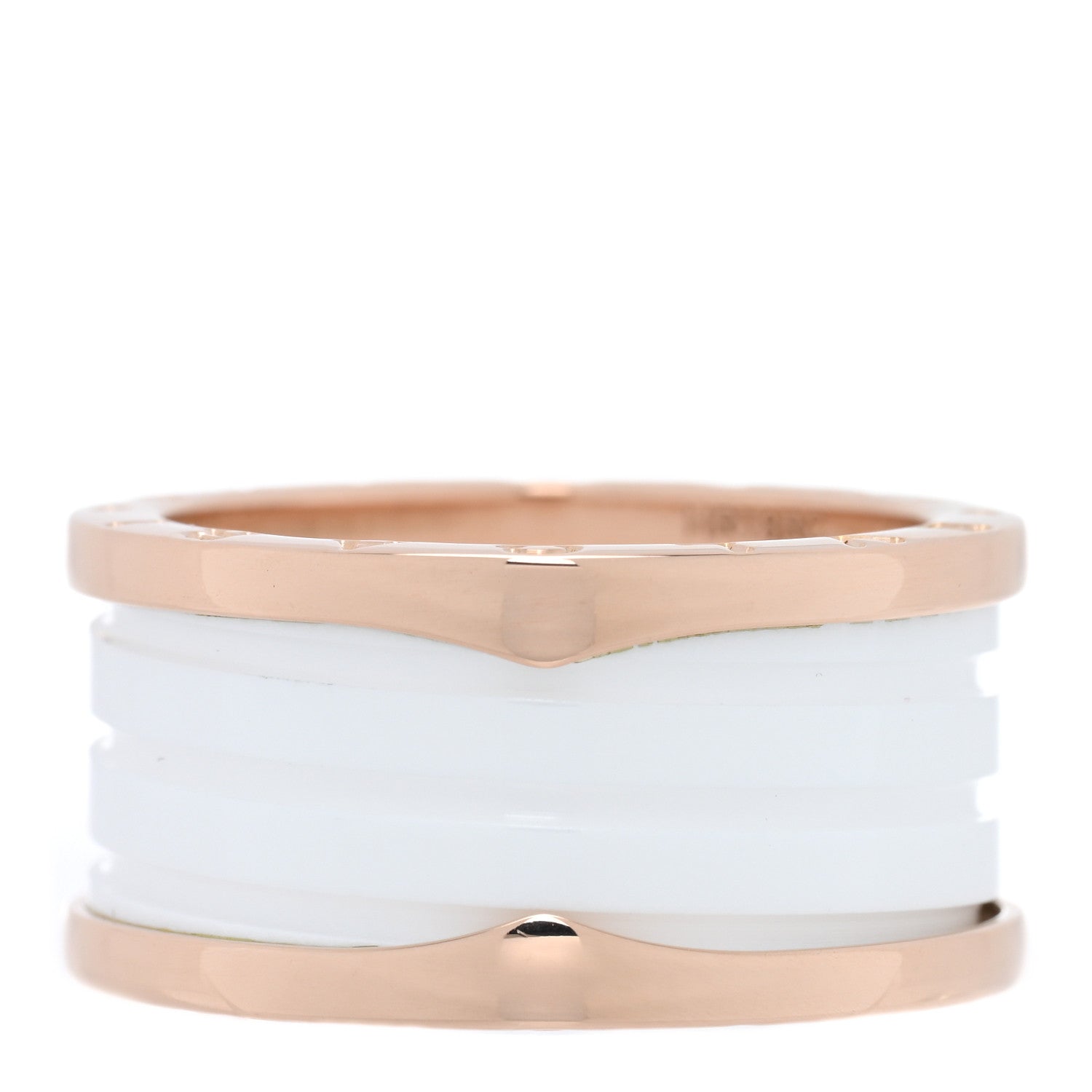 Bulgari 18K Rose Gold White Ceramic B.Zero1 Four-Band Ring 60 9 3 of 5