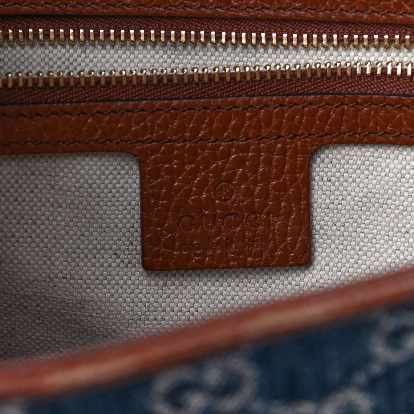 New Denim GG Monogram Calfskin Small Jackie 1961 Hobo Blue Tea Cuir