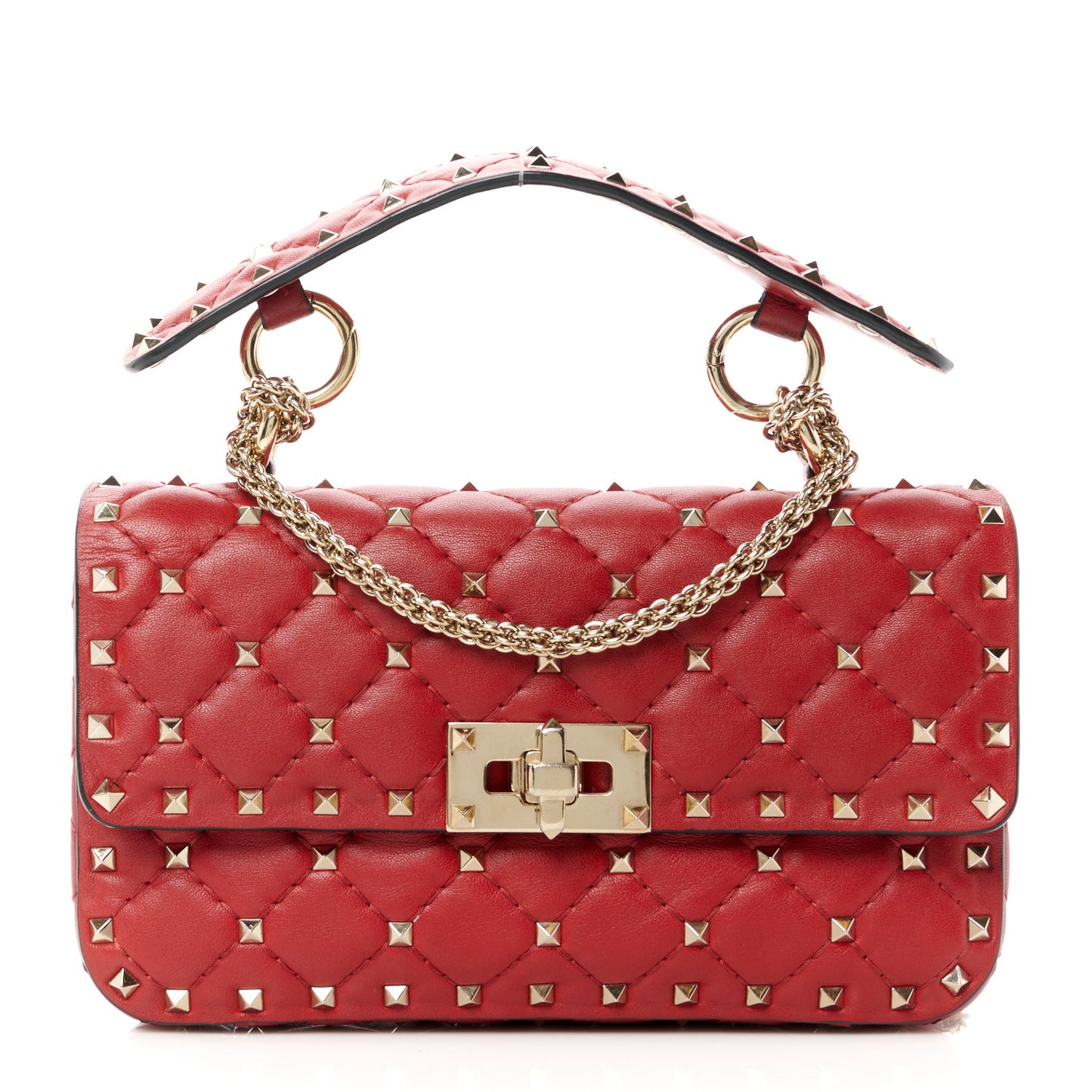 Nappa Small Rockstud Spike Shoulder Bag Rosso Valentino